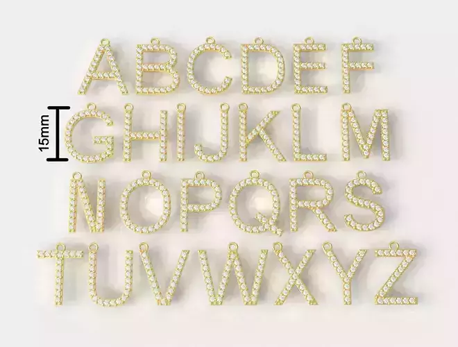 Diamond Alphabet Pendants- 15mm 3D print model