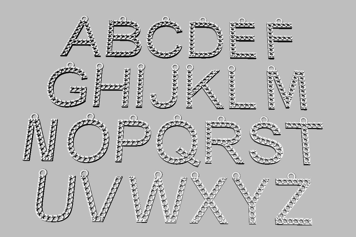 Diamond Alphabet Pendants- 15mm 3D print model_12