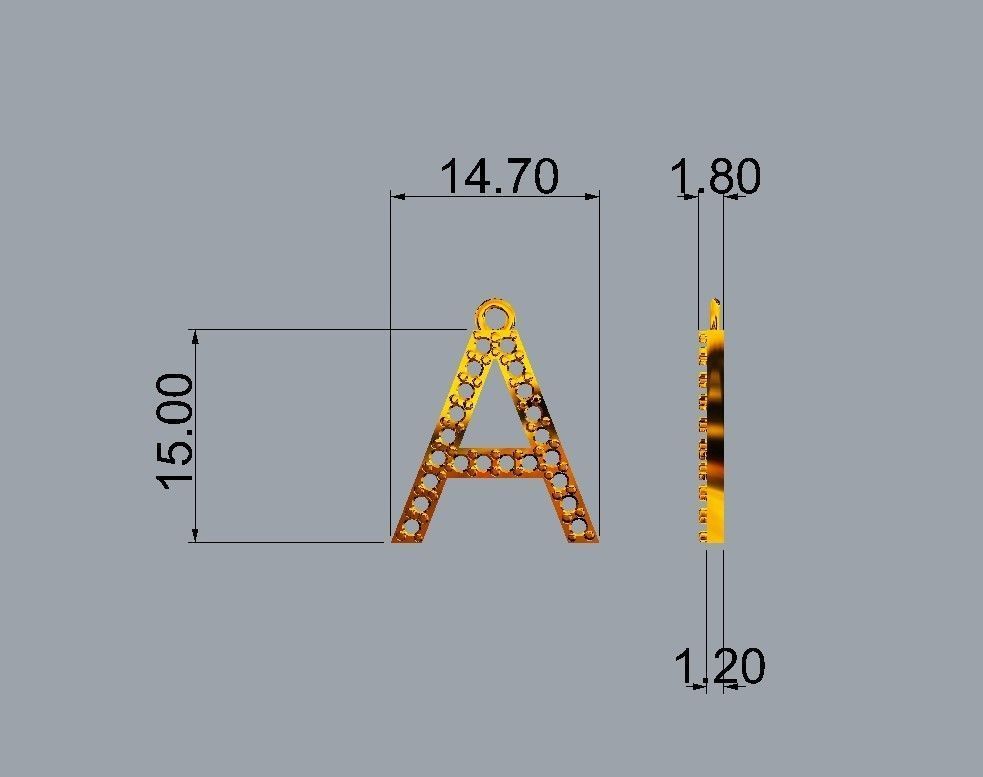 Diamond Alphabet Pendants- 15mm 3D print model_6