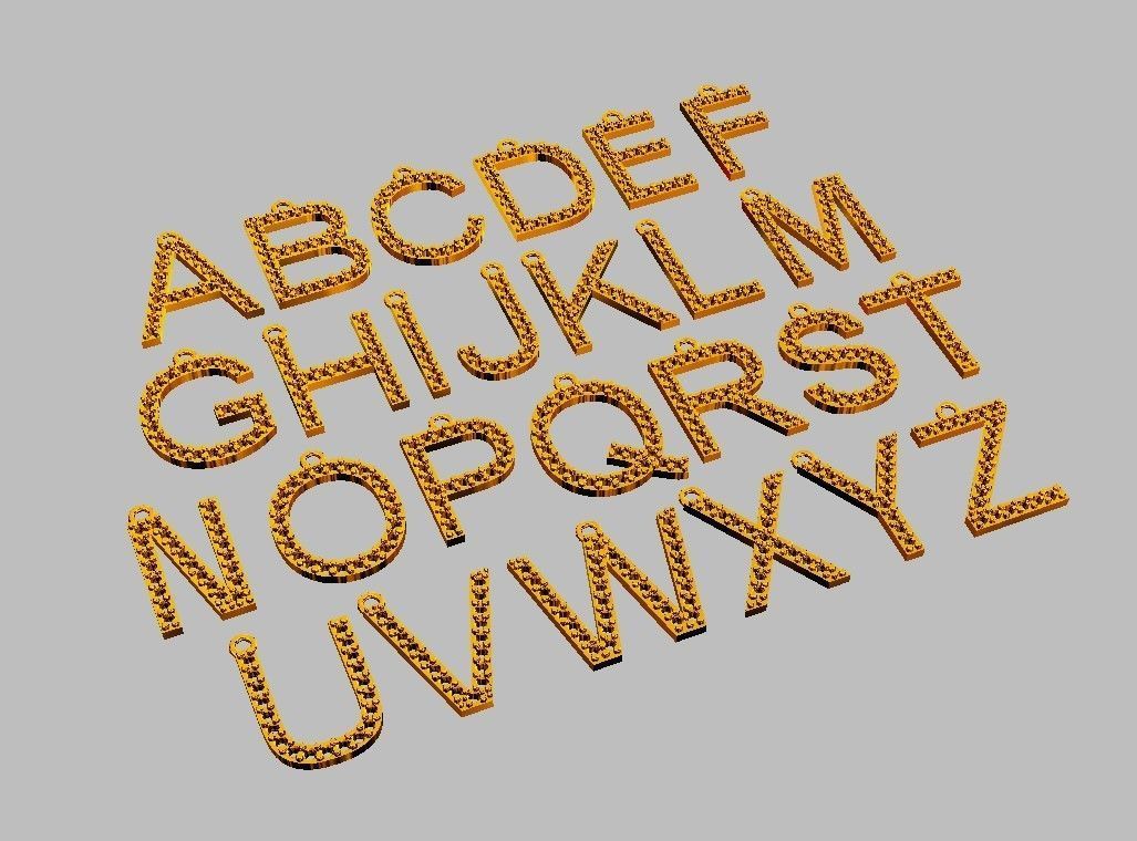 Diamond Alphabet Pendants- 15mm 3D print model_7