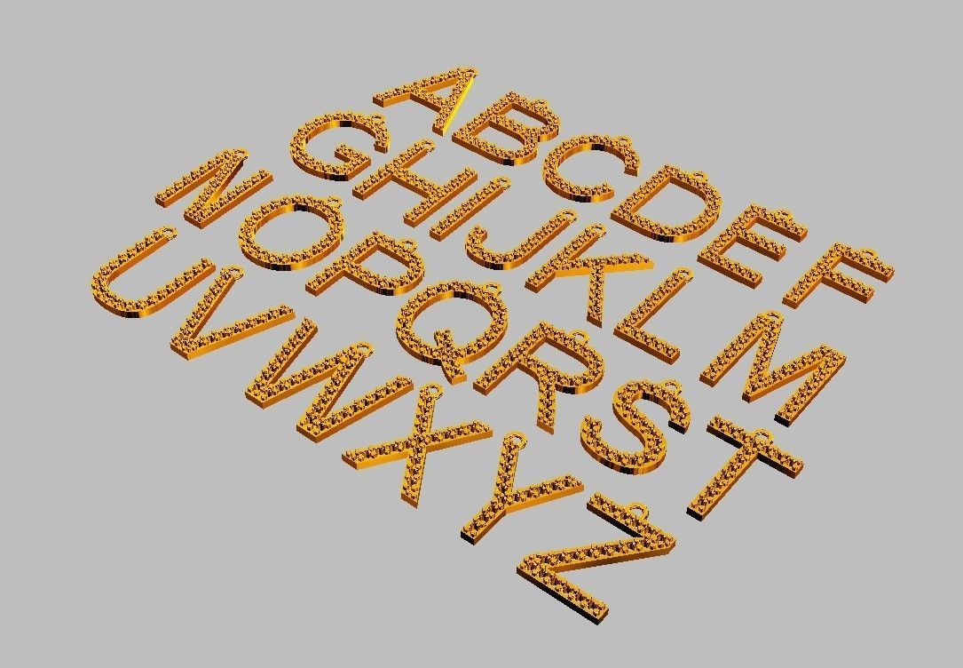 Diamond Alphabet Pendants- 15mm 3D print model_8