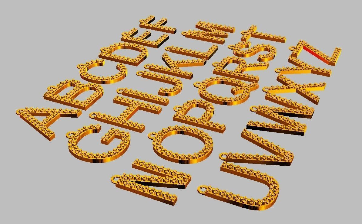 Diamond Alphabet Pendants- 15mm 3D print model_11