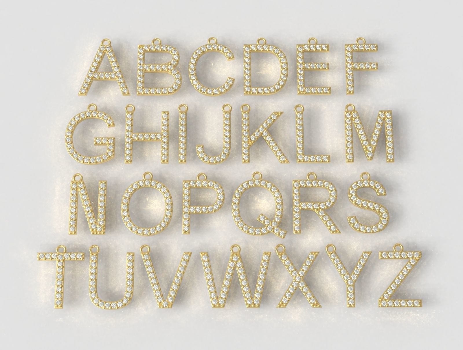 Diamond Alphabet Pendants- 15mm 3D print model_1