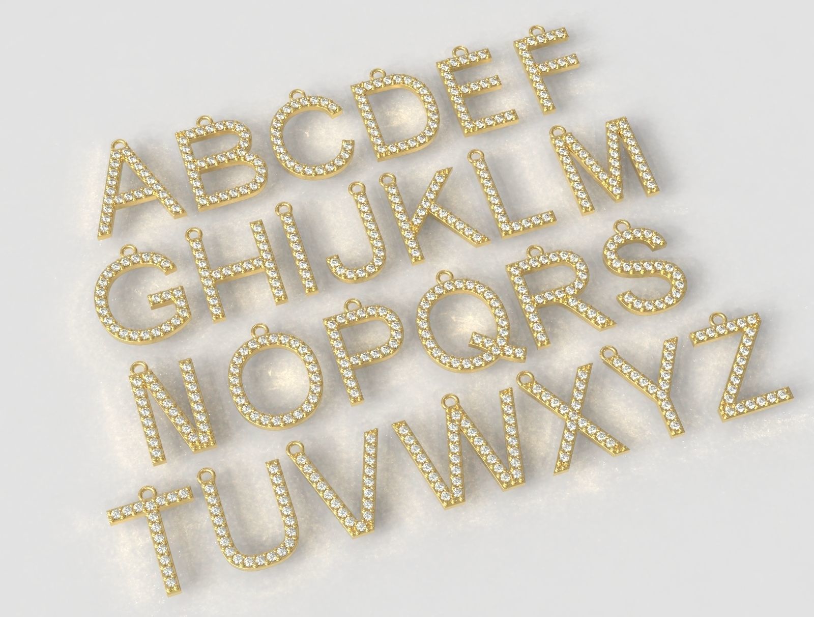 Diamond Alphabet Pendants- 15mm 3D print model_2