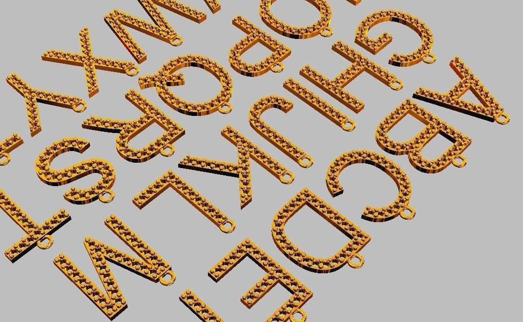 Diamond Alphabet Pendants- 15mm 3D print model_10