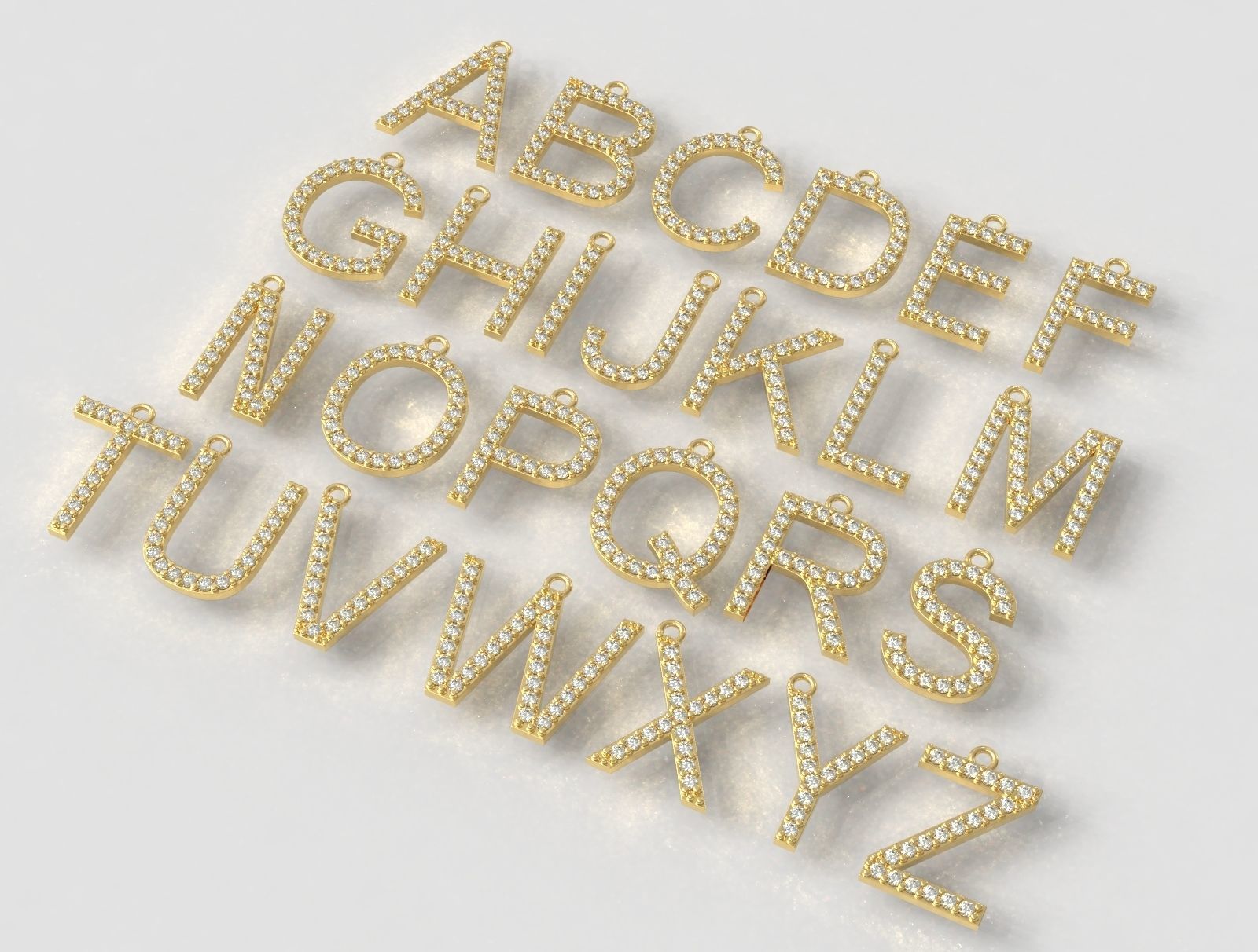 Diamond Alphabet Pendants- 15mm 3D print model_3
