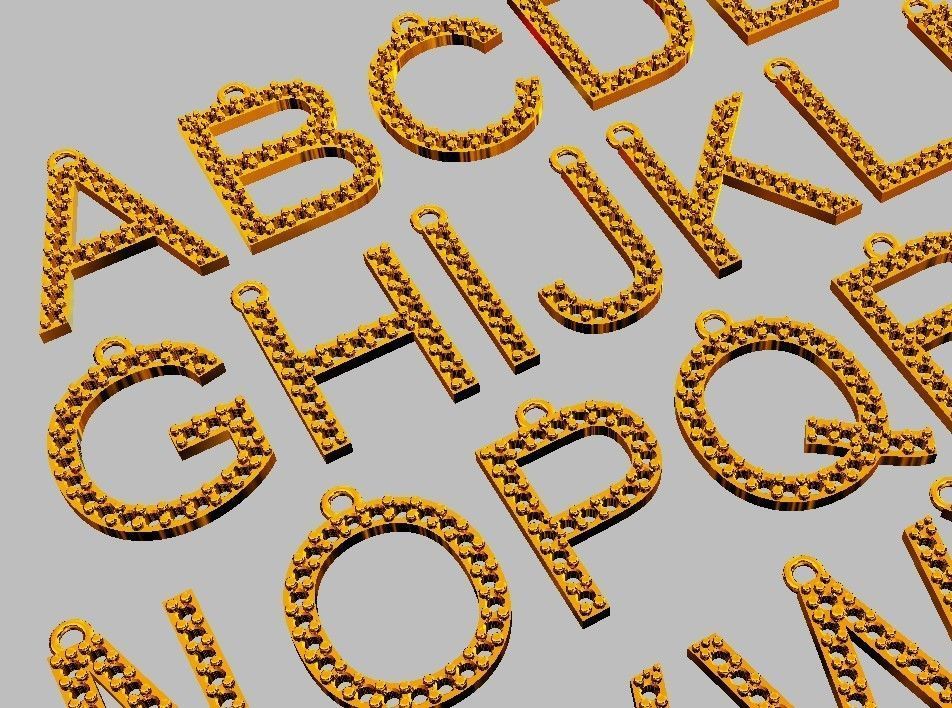 Diamond Alphabet Pendants- 15mm 3D print model_9
