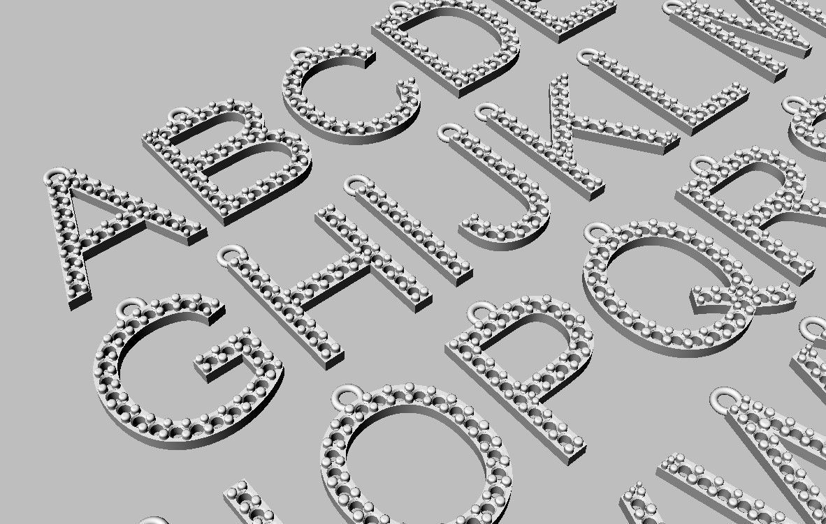 Diamond Alphabet Pendants- 15mm 3D print model_14