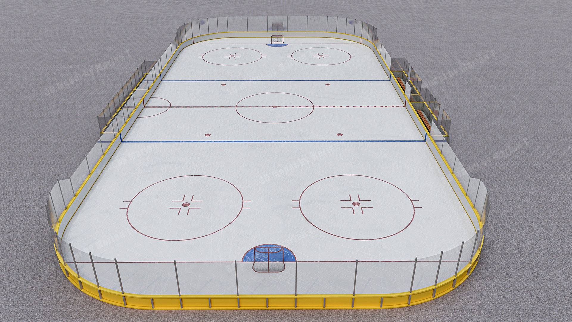3D model Ice Hockey Rink International Version IIHF VR / AR / low-poly ...