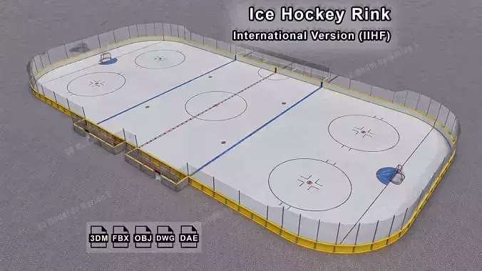 Ice Hockey Rink International Version IIHF Low-poly 3D model