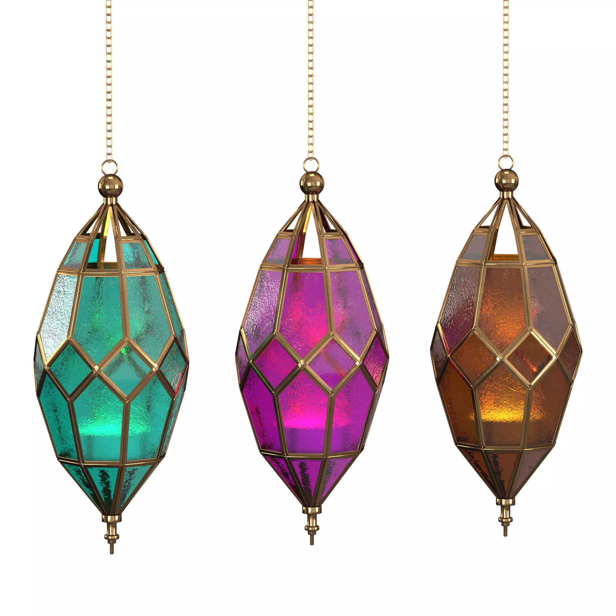 moroccan indian hanging lantern 3D model_0