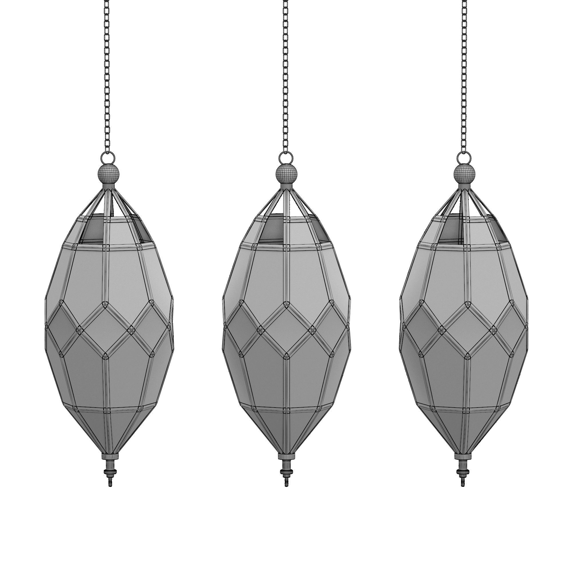 moroccan indian hanging lantern 3D model_4