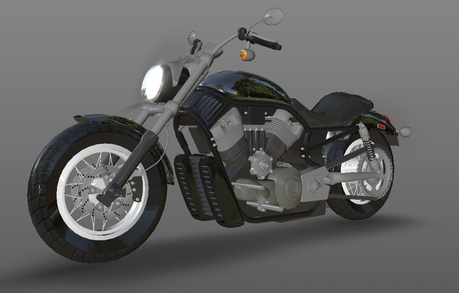 Harley Davidson Bike 3D Model Game Ready Asset Low-poly 3D model_13