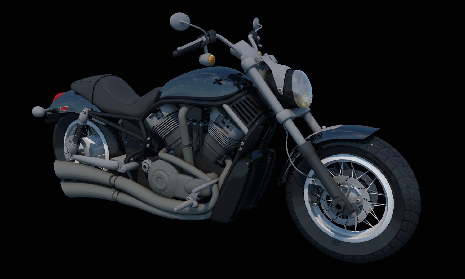 Harley Davidson Bike 3D Model Game Ready Asset Low-poly 3D model_8