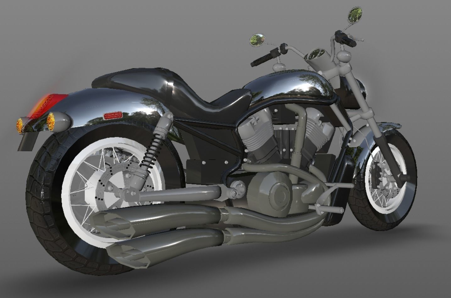 Harley Davidson Bike 3D Model Game Ready Asset Low-poly 3D model_11