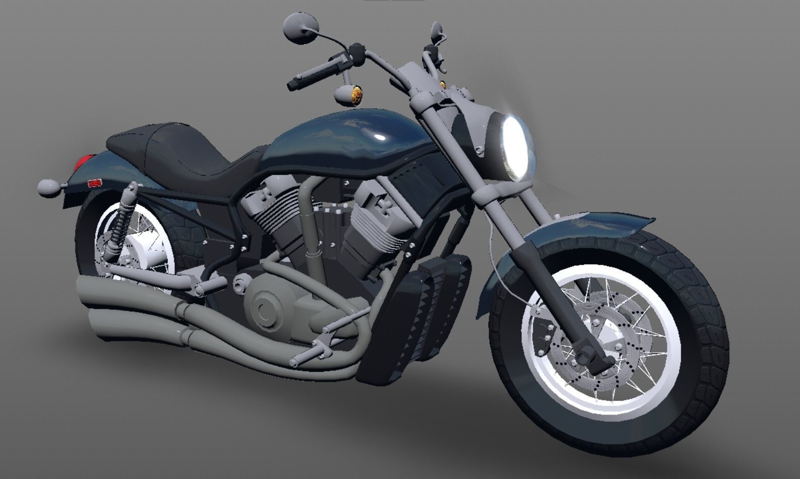 Harley Davidson Bike 3D Model Game Ready Asset Low-poly 3D model_3