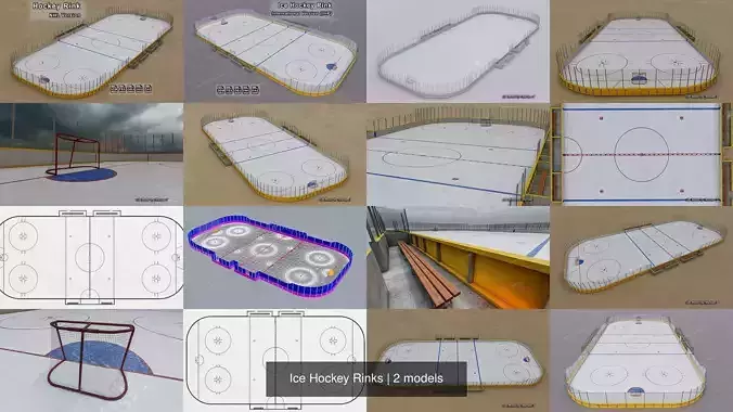 Ice Hockey Rinks 3D Model Collection