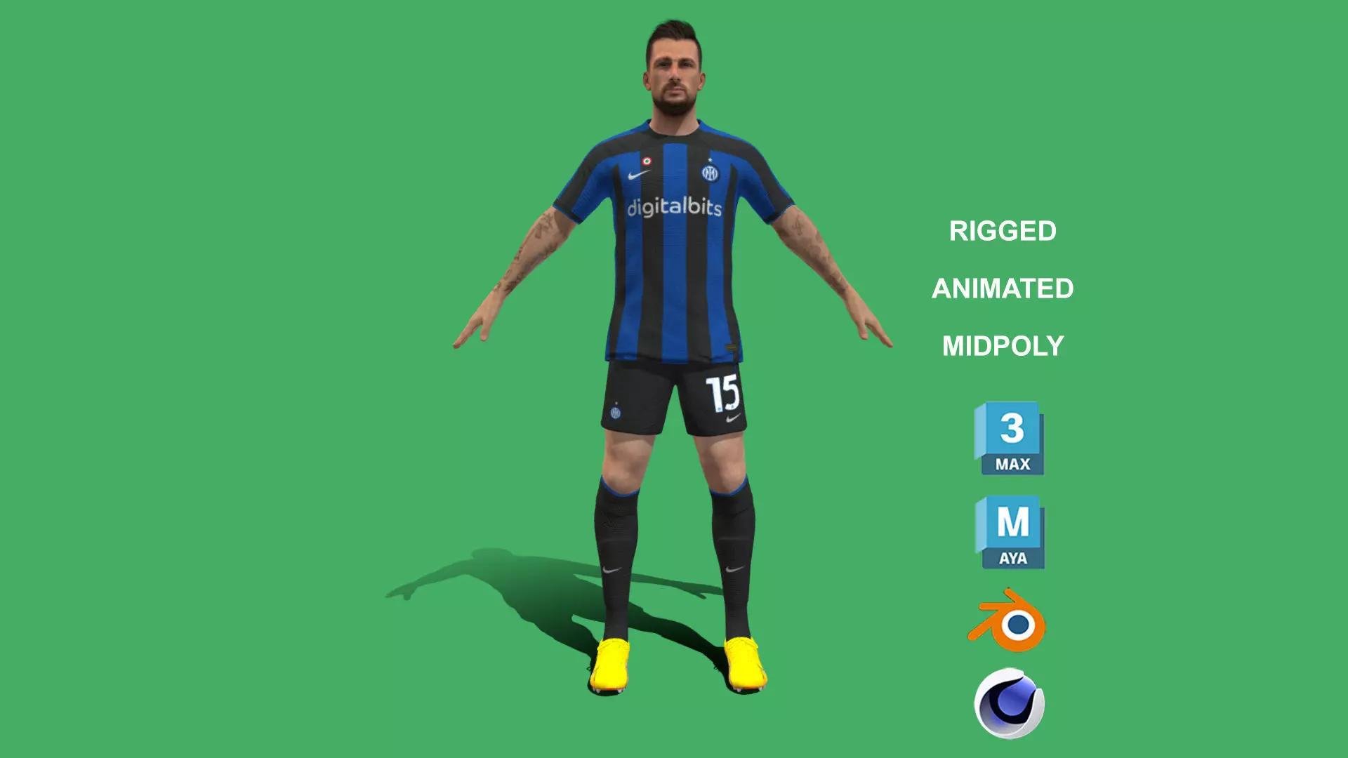 3D Rigged Francesco Acerbi Inter Milan 2023 3D model