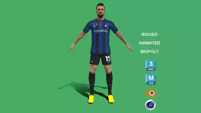 3D Rigged Francesco Acerbi Inter Milan 2023 3D model