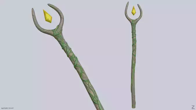 Nature staff Low-poly 3D model