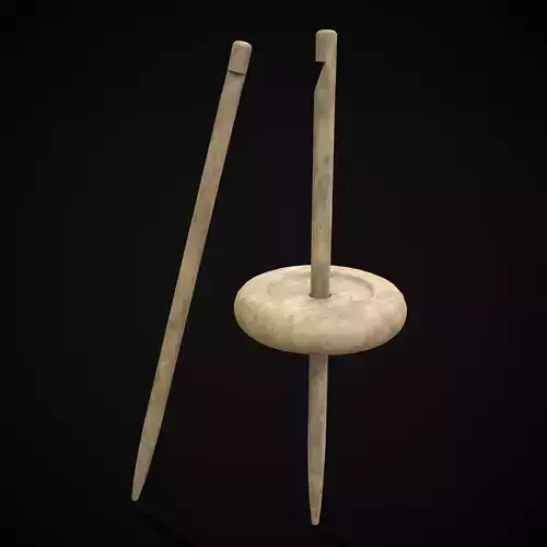 Wooden Whorl Spindle Low-poly 3D model