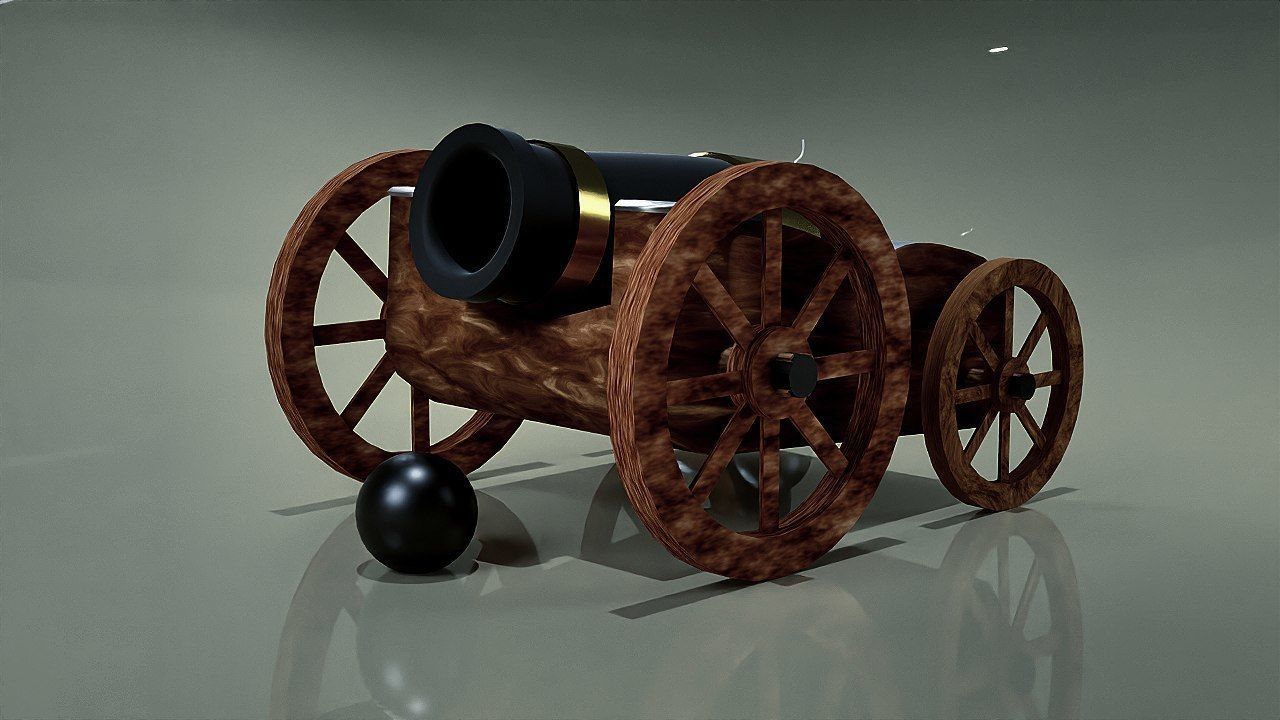 cannon Low-poly 3D model_9