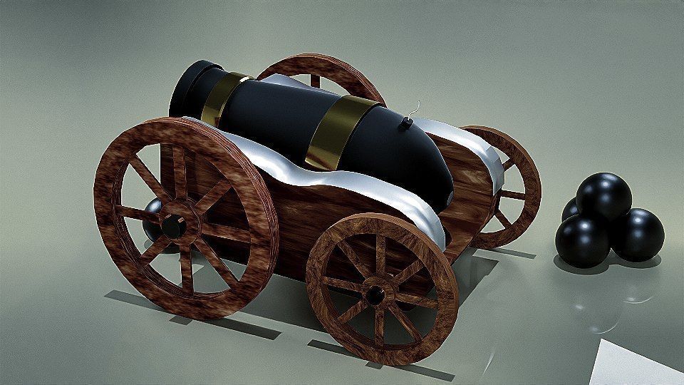 cannon Low-poly 3D model_8