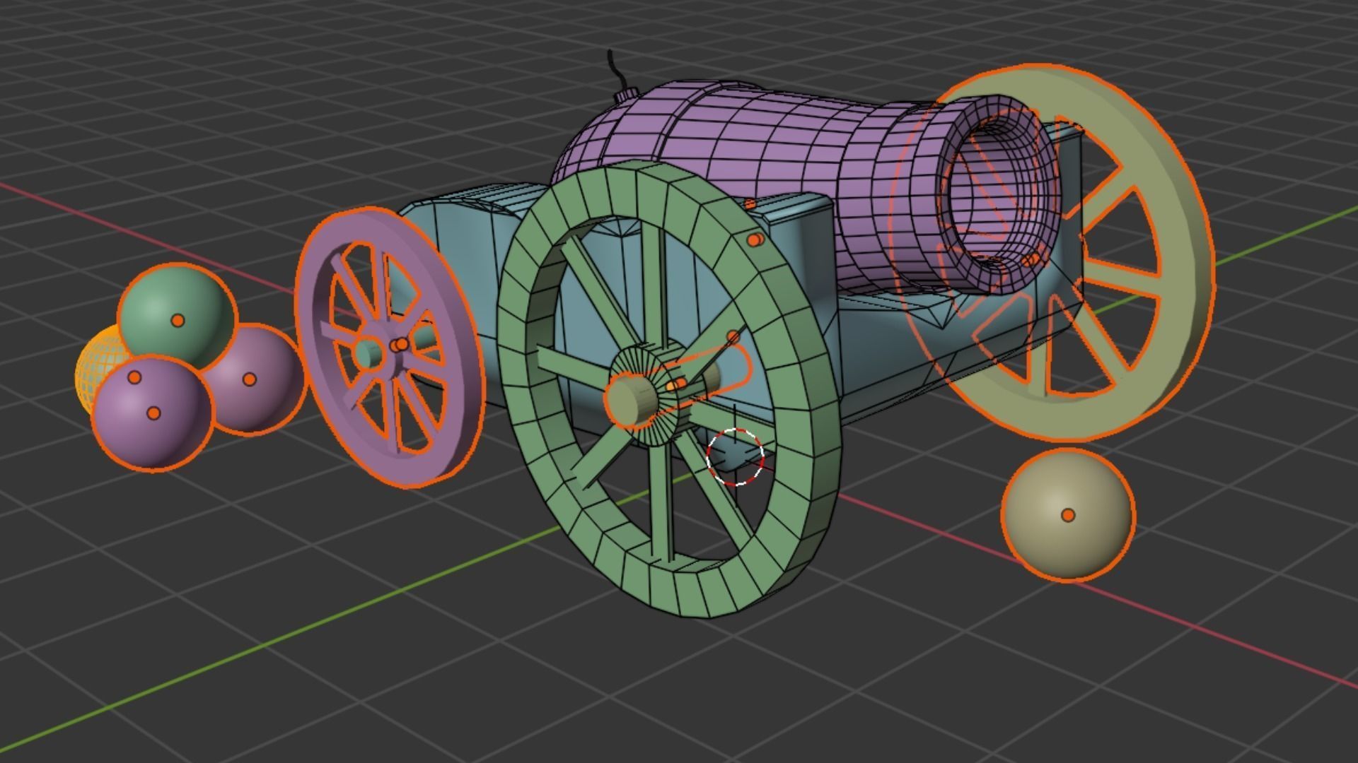 cannon Low-poly 3D model_11