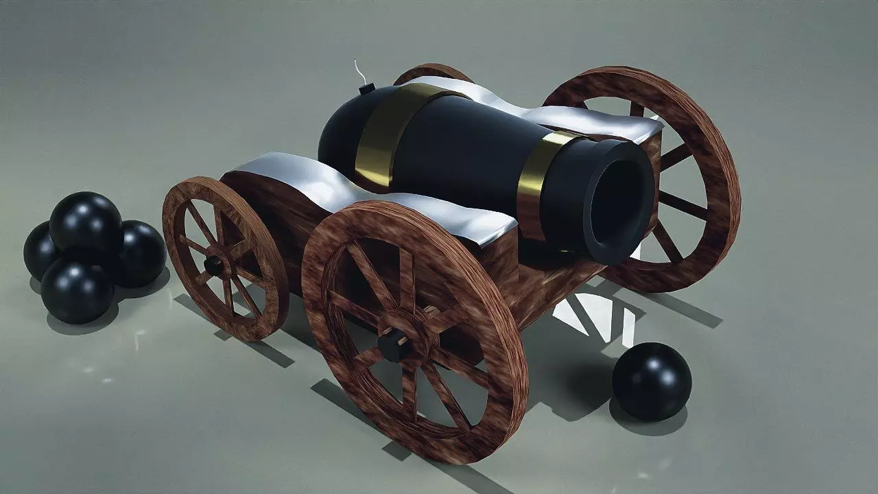 cannon Low-poly 3D model_0