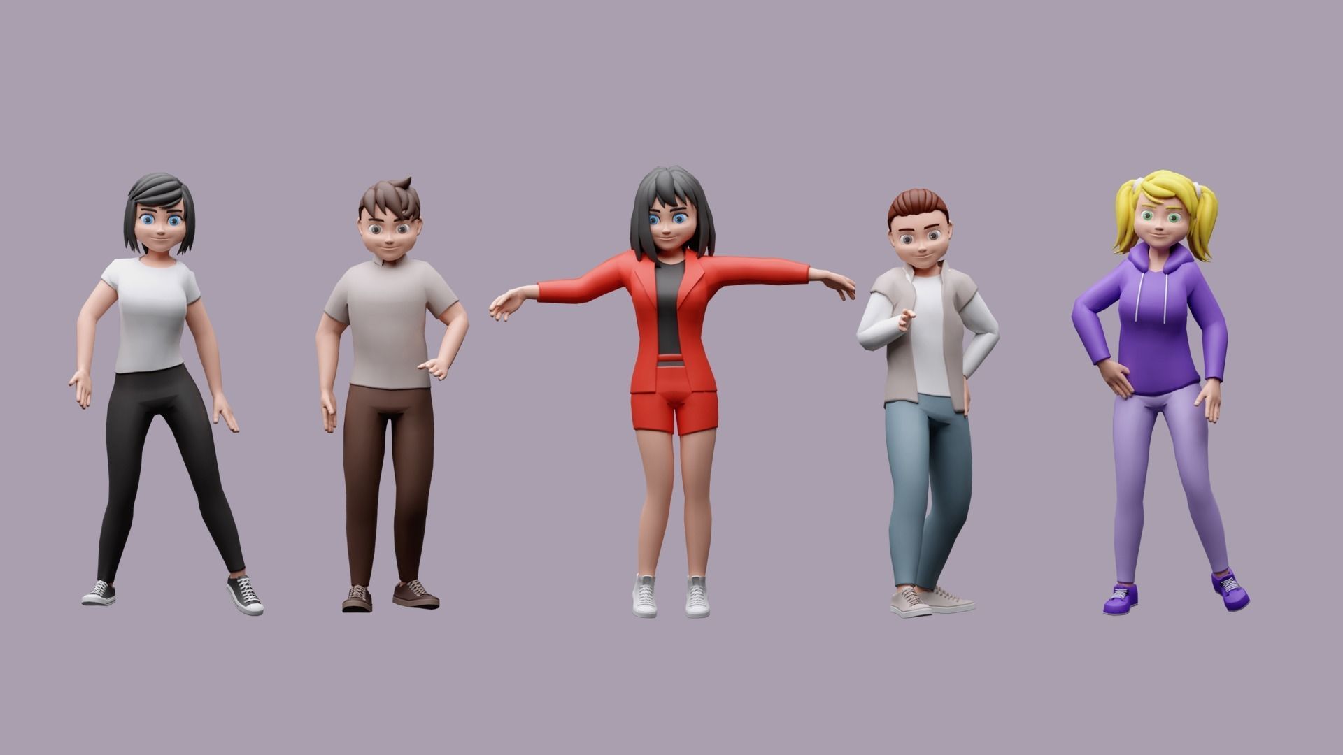 Cartoon characters 3 01 Low-poly 3D model_5