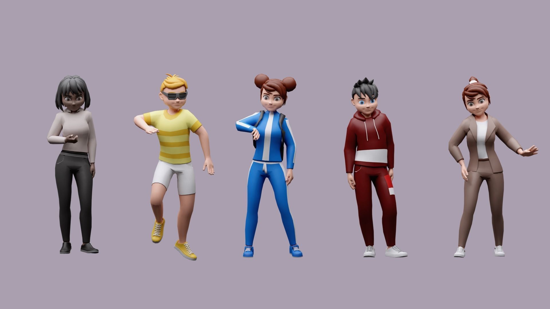 Cartoon characters 3 01 Low-poly 3D model_8