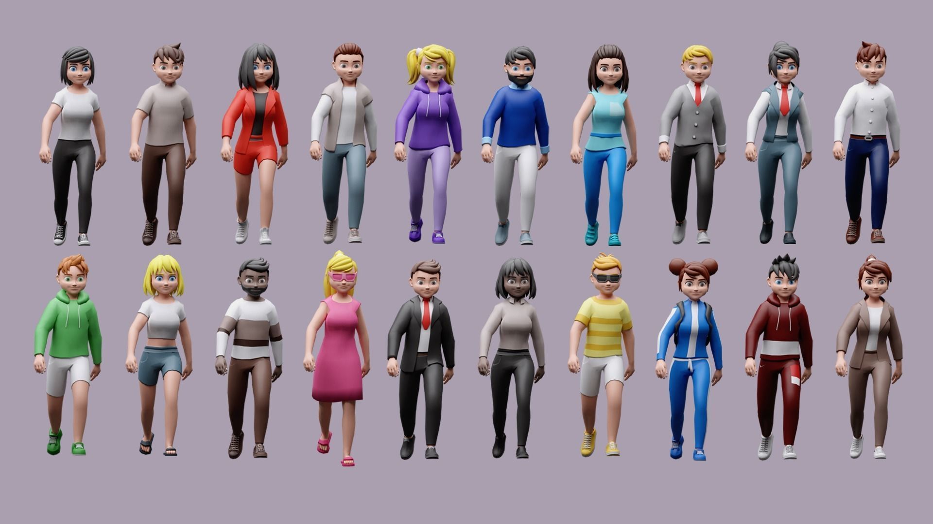 Cartoon characters 3 01 Low-poly 3D model_3