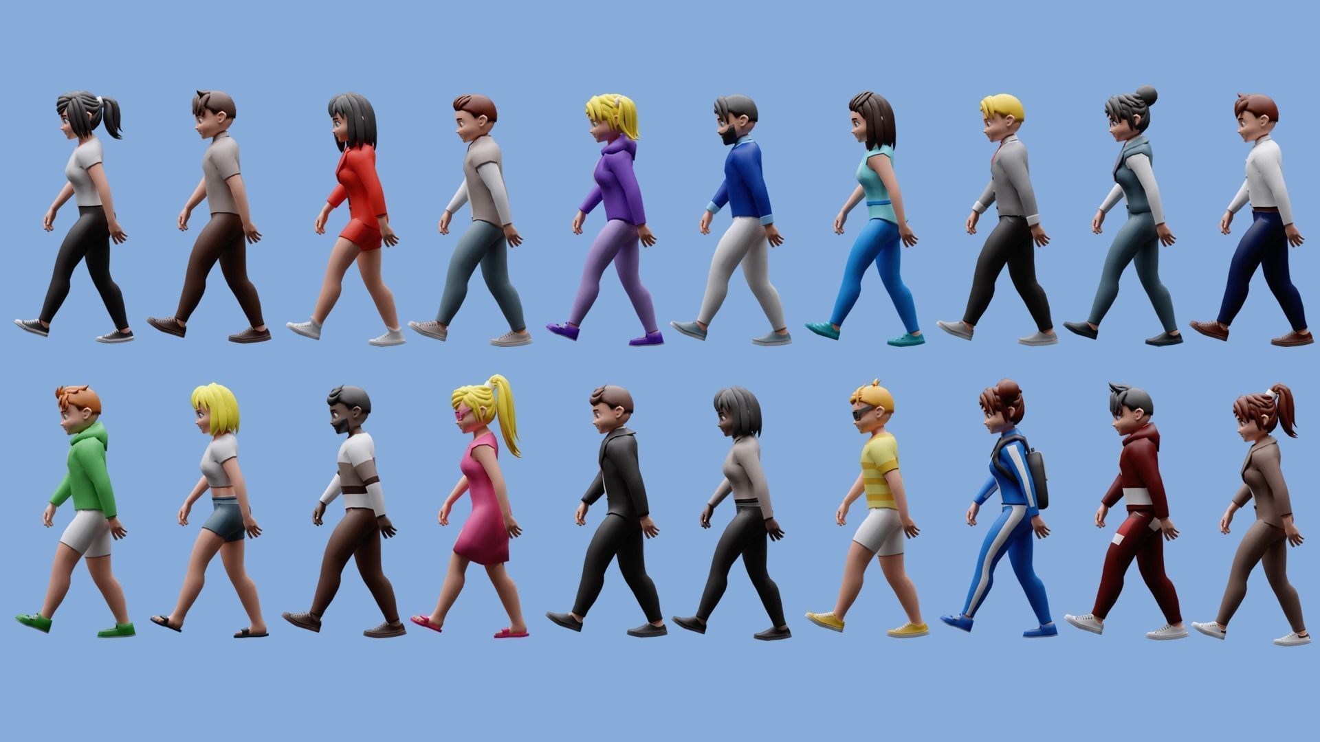 Cartoon characters 3 01 Low-poly 3D model_4