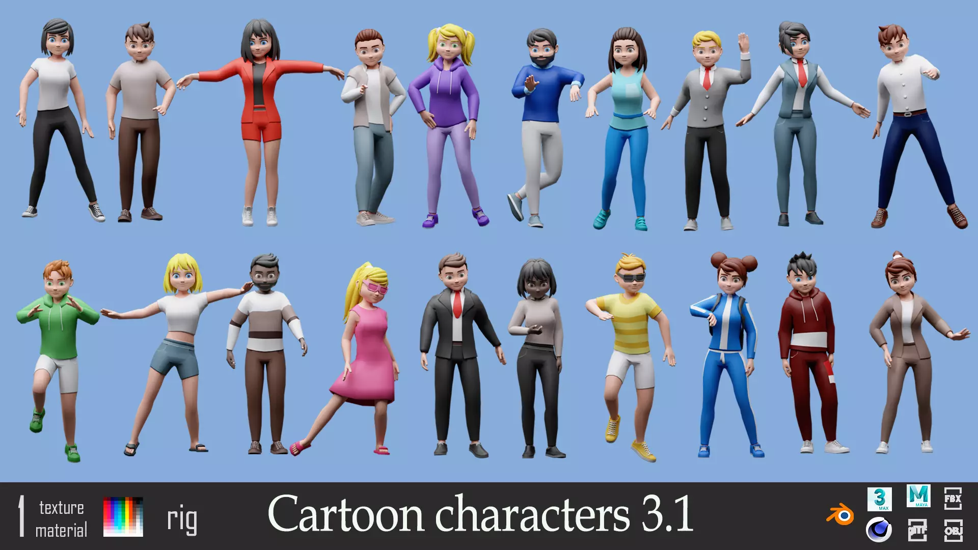 Cartoon characters 3 01 Low-poly 3D model_0