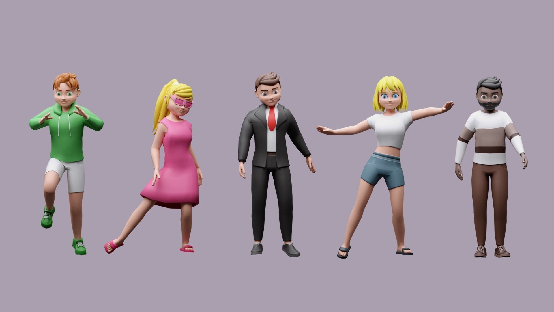 Cartoon characters 3 01 Low-poly 3D model_7