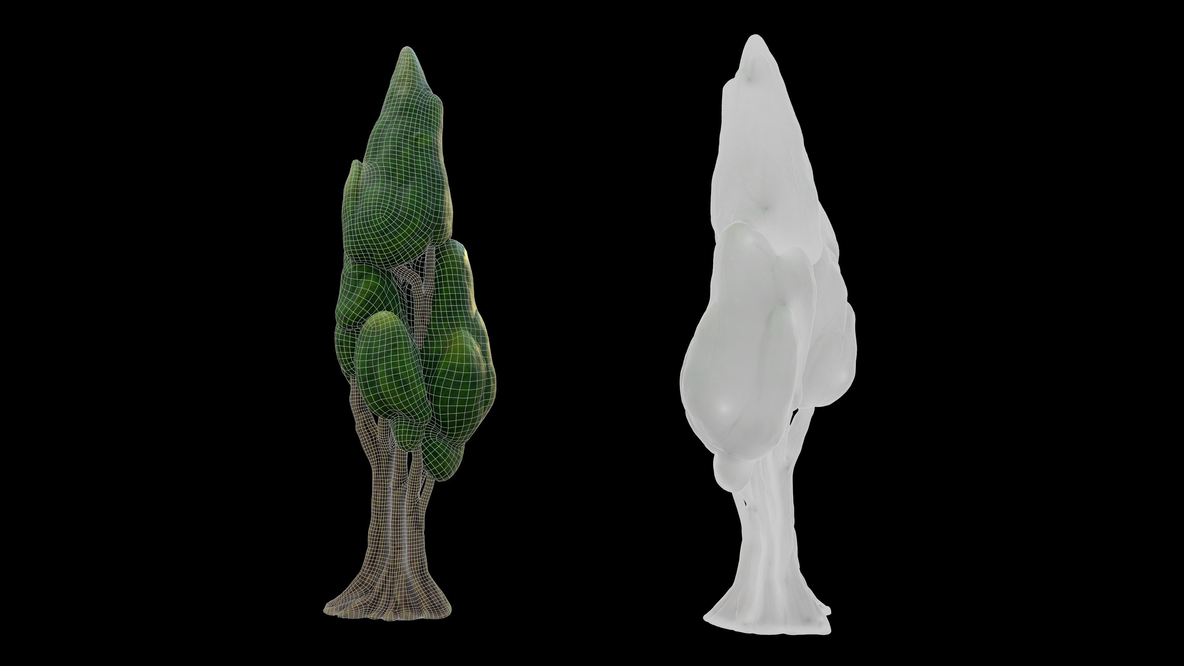 Cypress Stylized Tree Low-poly 3D model_4