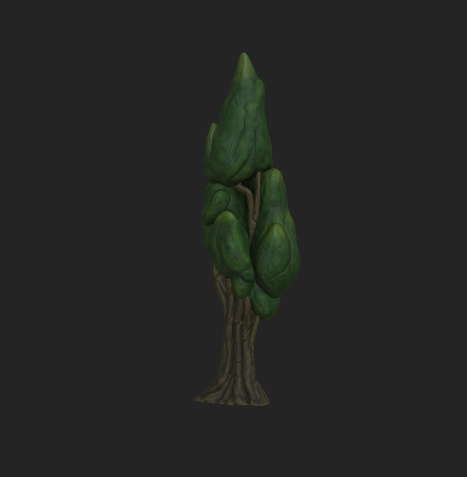 Cypress Stylized Tree Low-poly 3D model_3