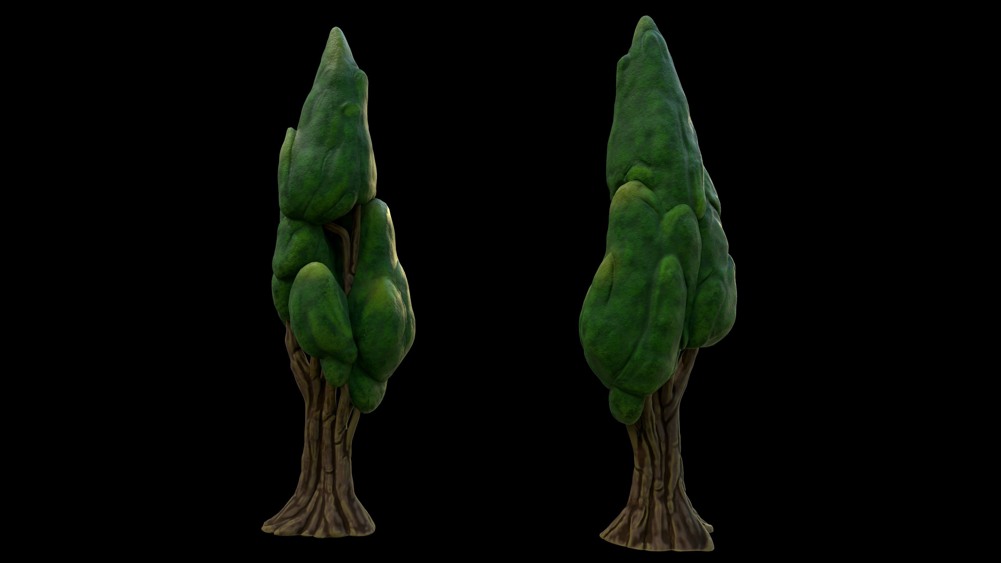 Cypress Stylized Tree Low-poly 3D model_5