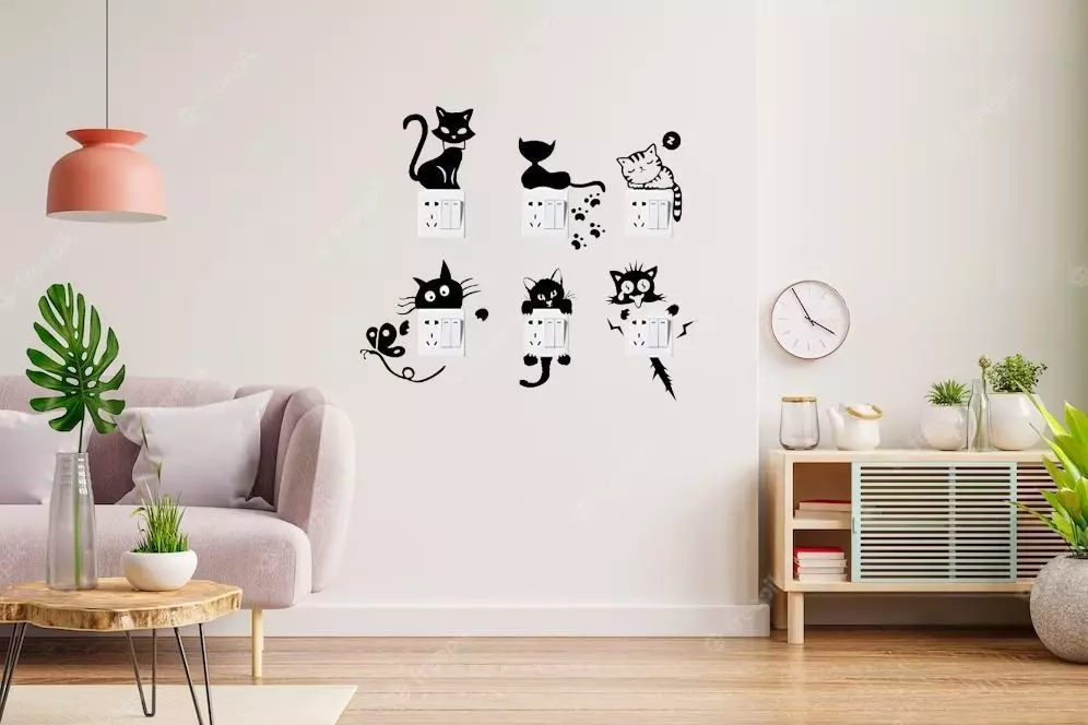 Cats of Light Switch 2D Wall Art  STL and SVG 3D print model_0