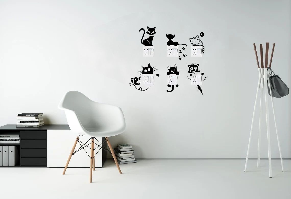 Cats of Light Switch 2D Wall Art  STL and SVG 3D print model_1