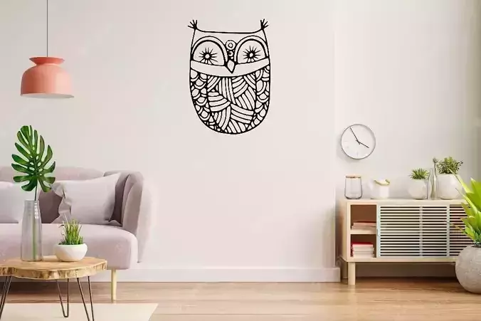 OWL BUHO  2D WALL ART STENCIL  STL and SVG 3D print model