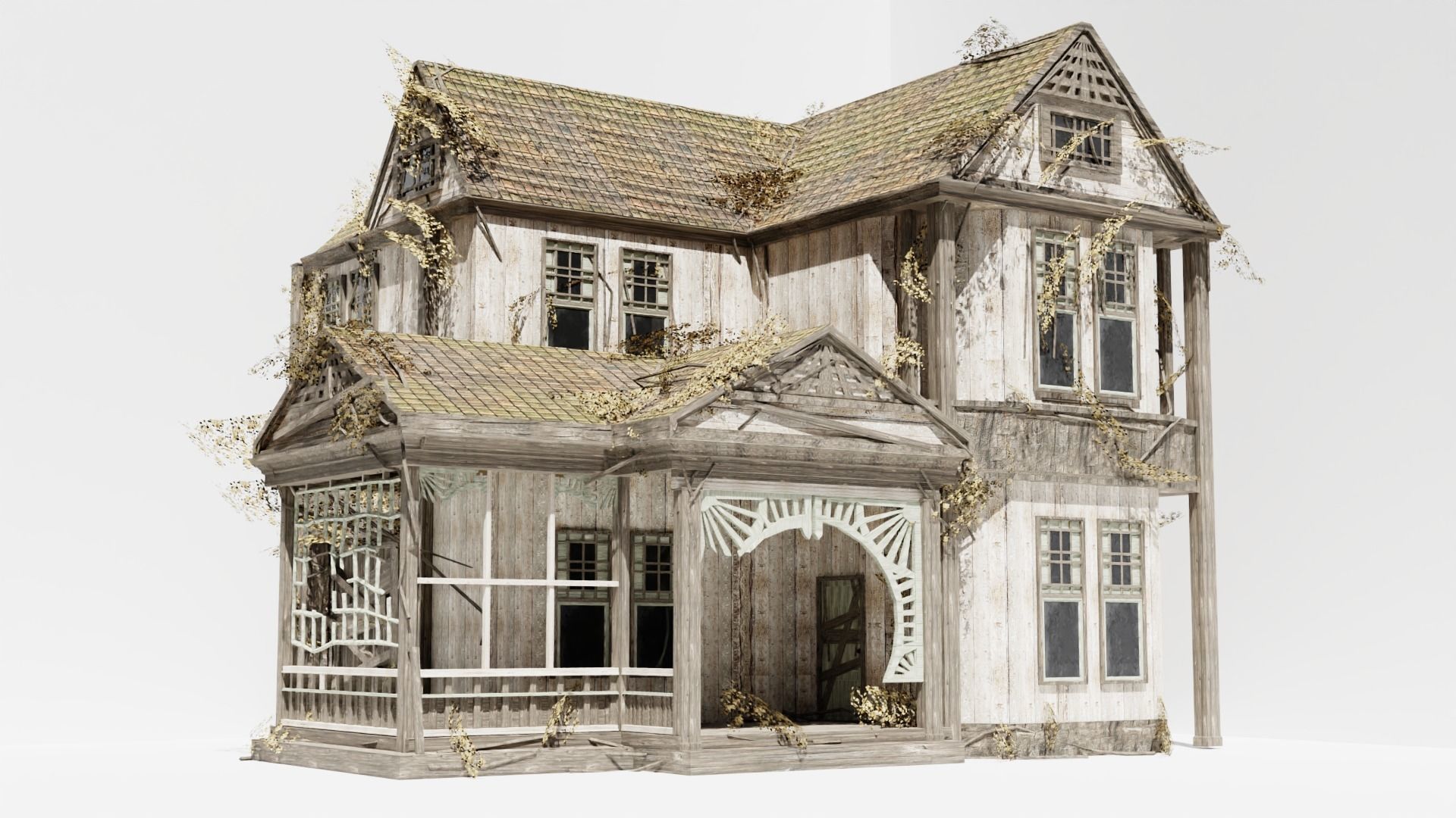 Abandoned old house - realistic low poly Low-poly 3D model_2