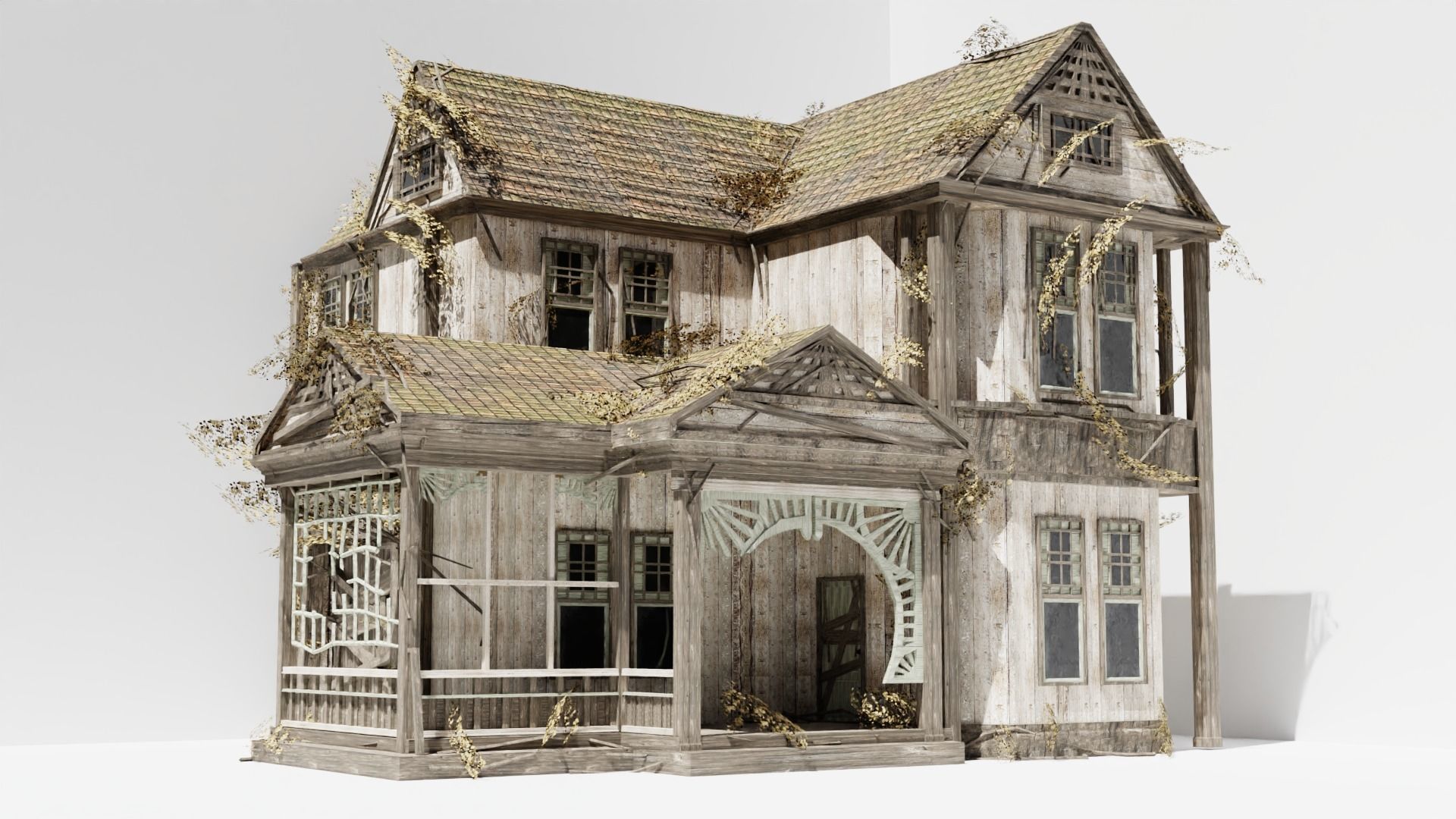 Abandoned old house - realistic low poly Low-poly 3D model_15