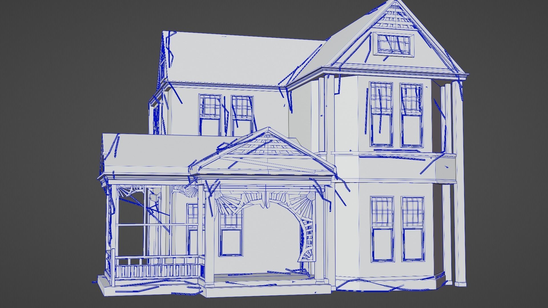 Abandoned old house - realistic low poly Low-poly 3D model_7