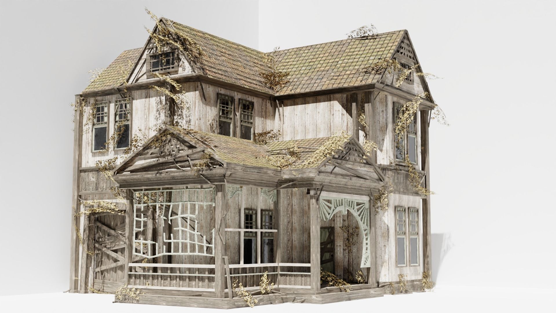 Abandoned old house - realistic low poly Low-poly 3D model_9
