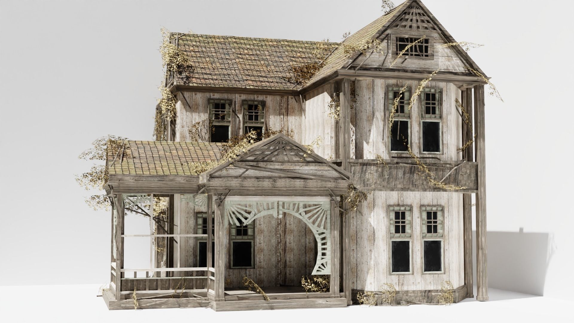 Abandoned old house - realistic low poly Low-poly 3D model_12