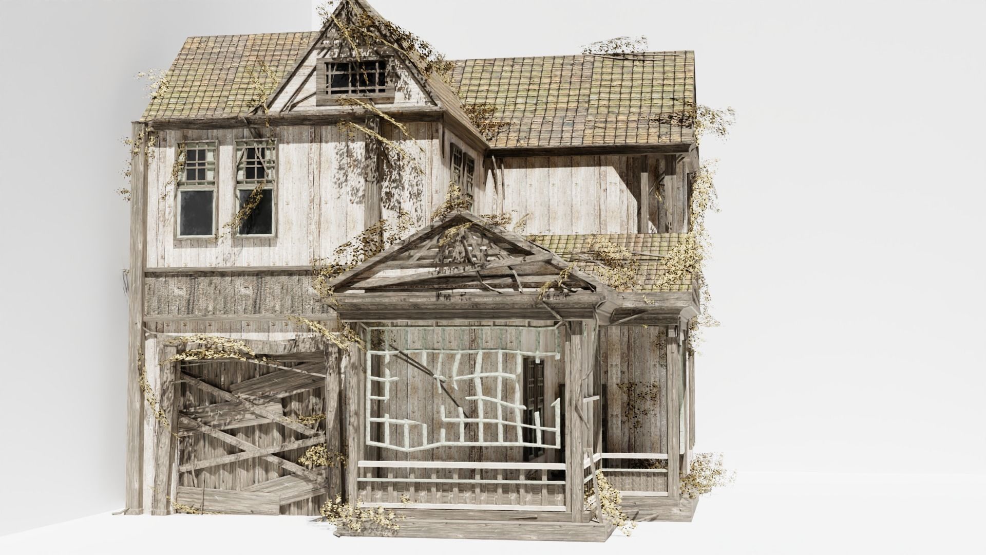 Abandoned old house - realistic low poly Low-poly 3D model_8