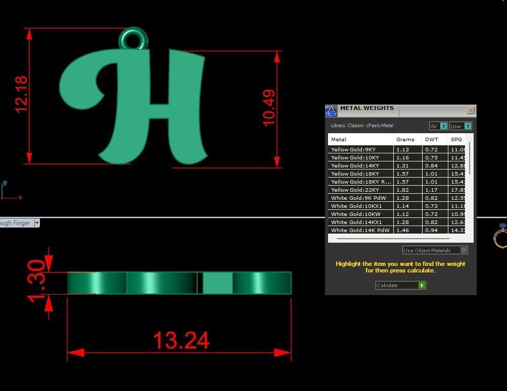Alphabet Pendant H 3D print model_1