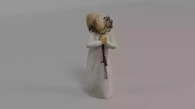 Wooden Flowergirl sculpture 