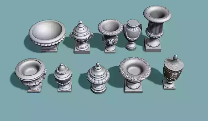10 Classical Vases and Urns 3D model FREE SAMPLE Free 3D model